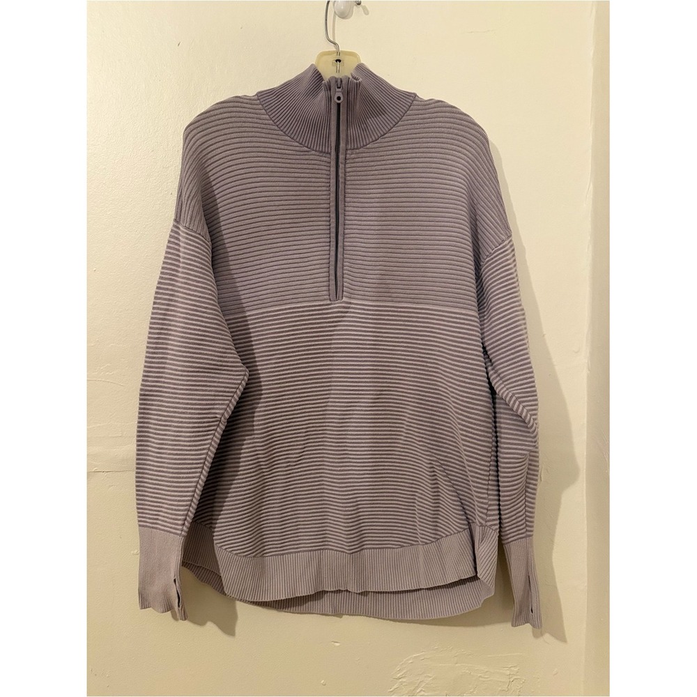Aerie Offline Ribbed Purple Half Zip Sweater